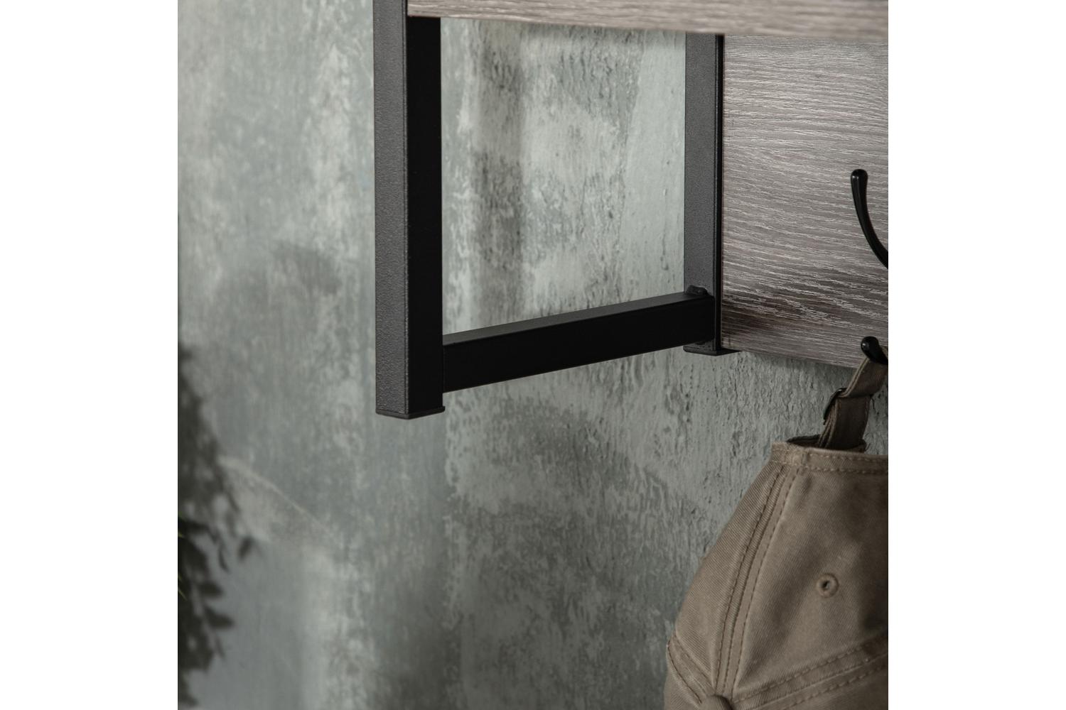 Homcom Wall-Mounted Coat Rack with Open Storage Shelf | Grey-7
