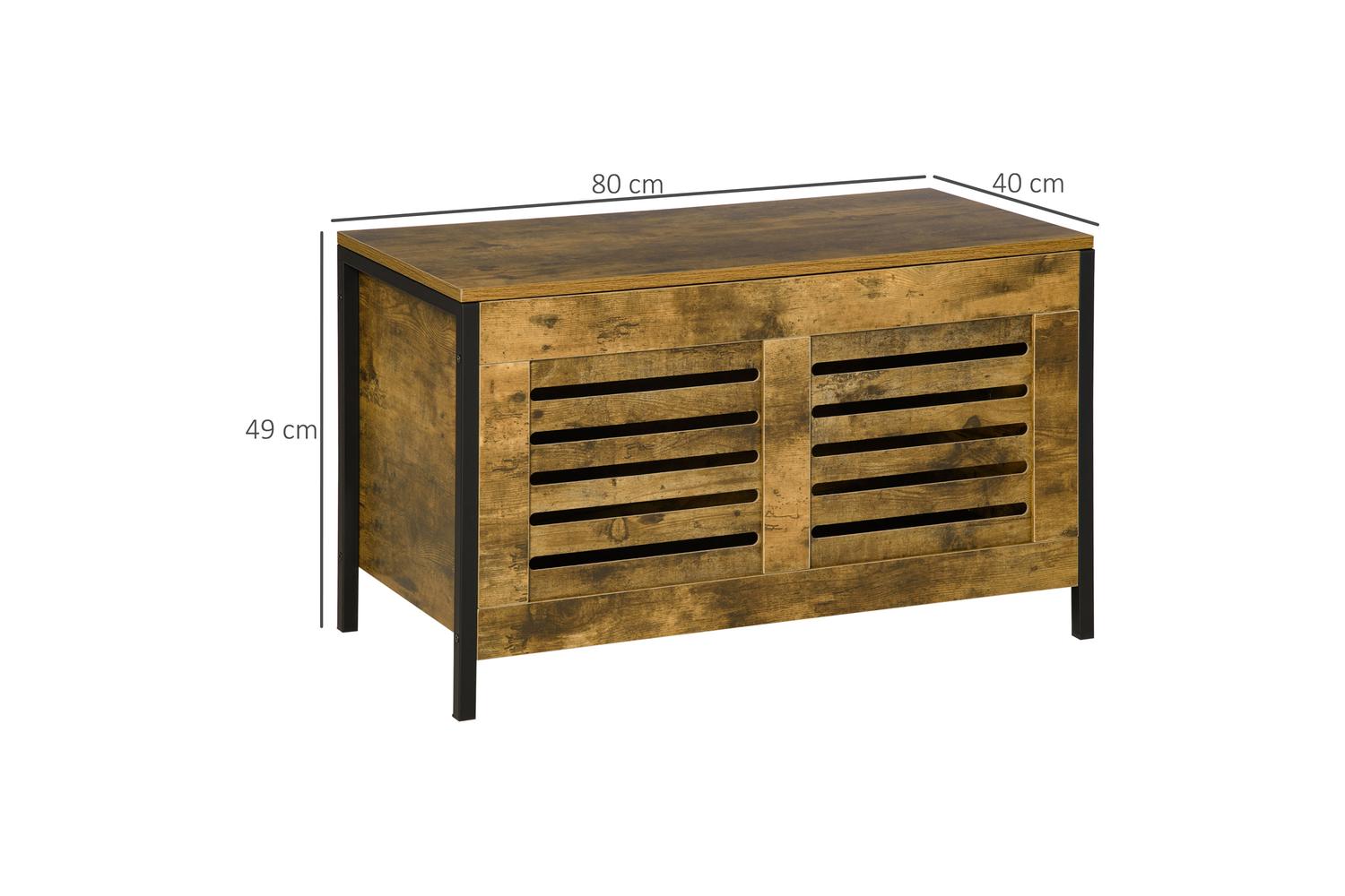 Homcom Industrial Storage Bench | Rustic Brown-2