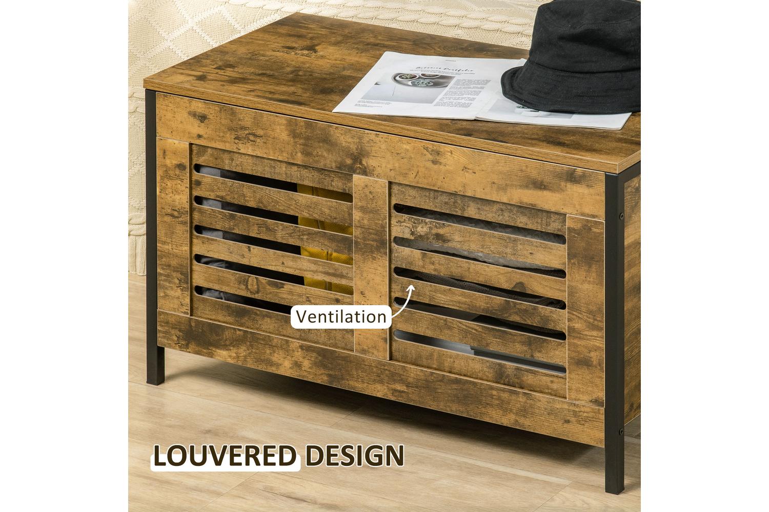 Homcom Industrial Storage Bench | Rustic Brown-4