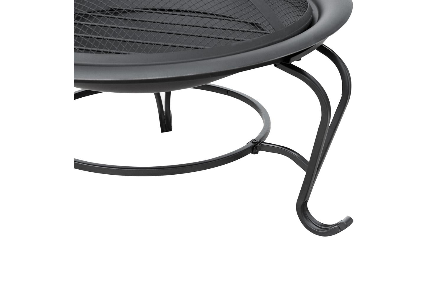 Outsunny Outdoor Metal Round Fire Pit with Poker Handle | Black-8