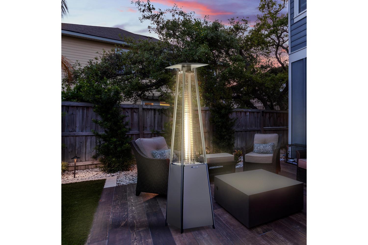 Outsunny Garden Deck Pyramid Patio Heater | Silver
