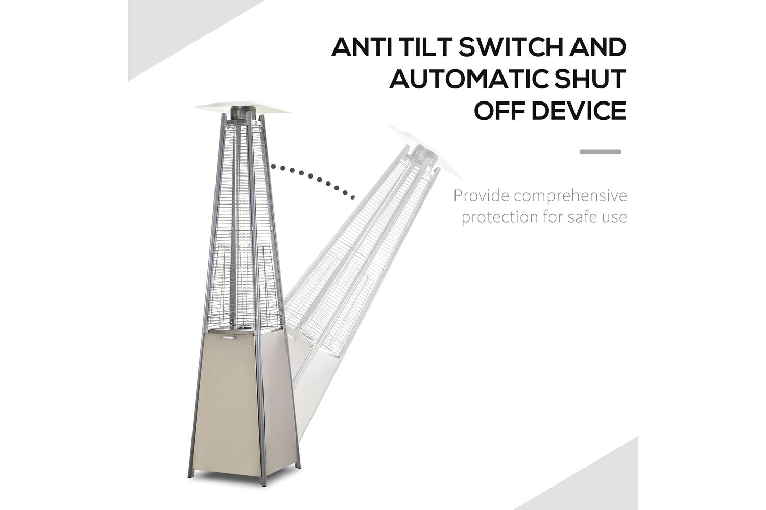 Outsunny Garden Deck Pyramid Patio Heater | Silver-3