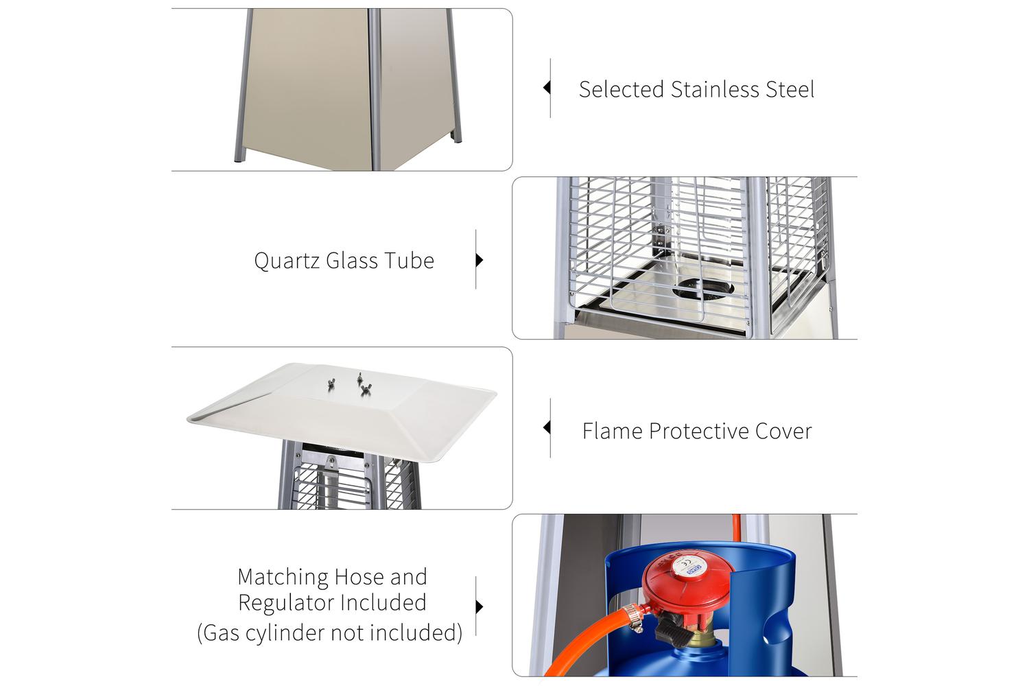 Outsunny Garden Deck Pyramid Patio Heater | Silver-7