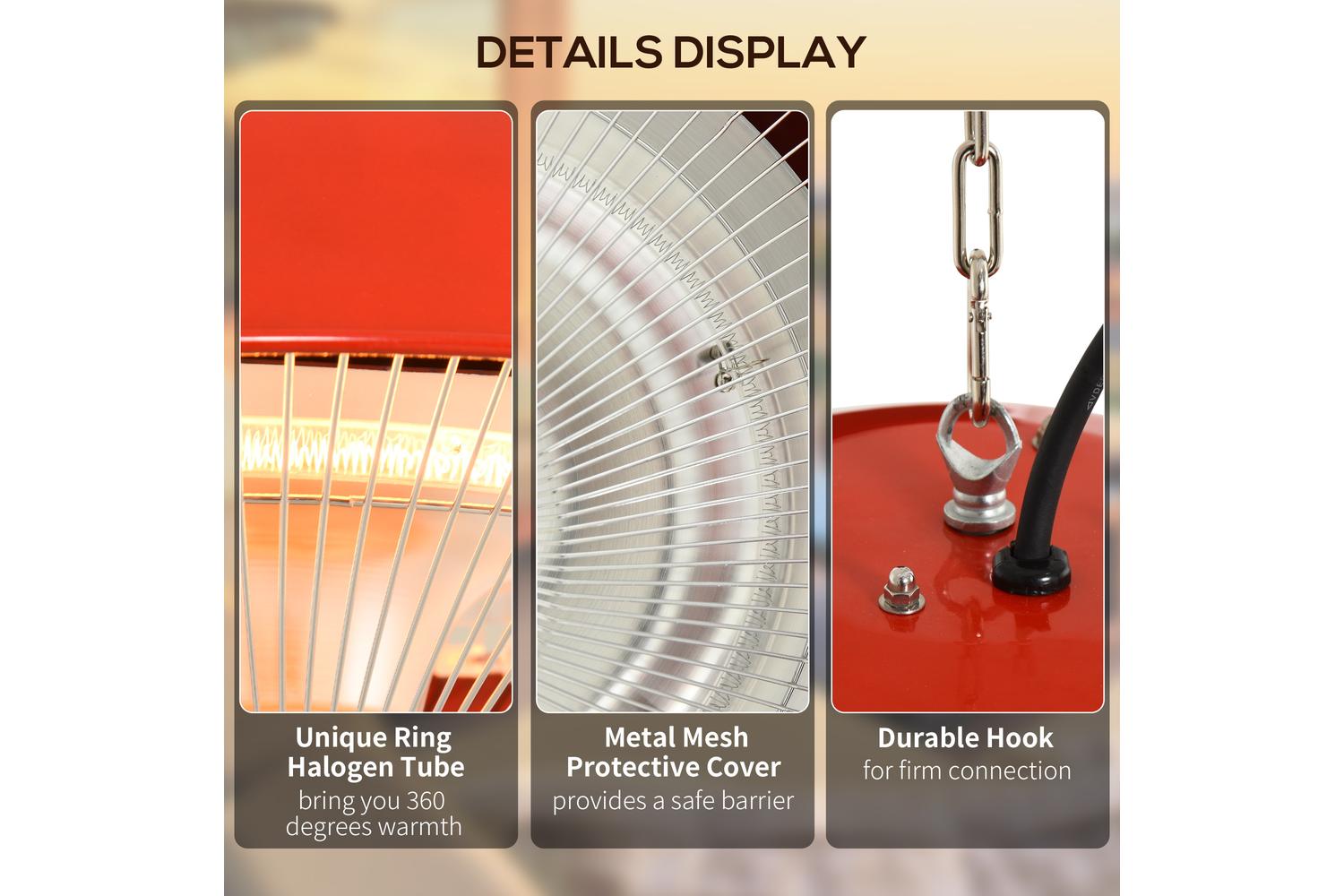 Outsunny 1500W Patio Heater | Red-5