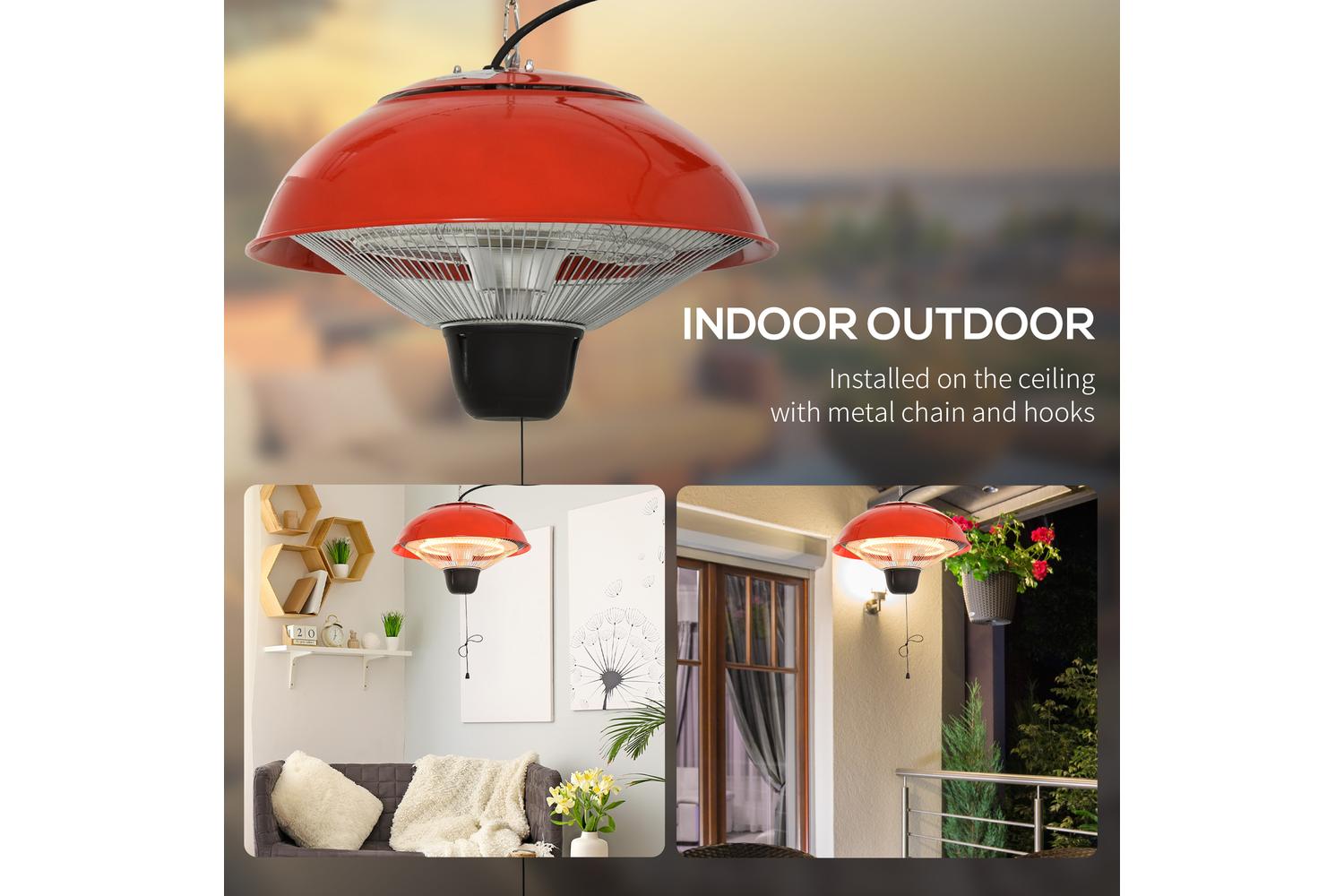 Outsunny 1500W Patio Heater | Red-6