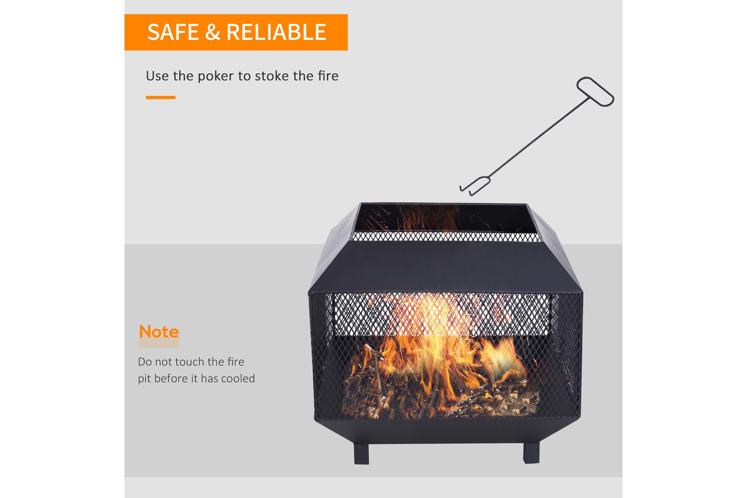 Outsunny Outdoor Steel Stove with Poker Tool | Black-3