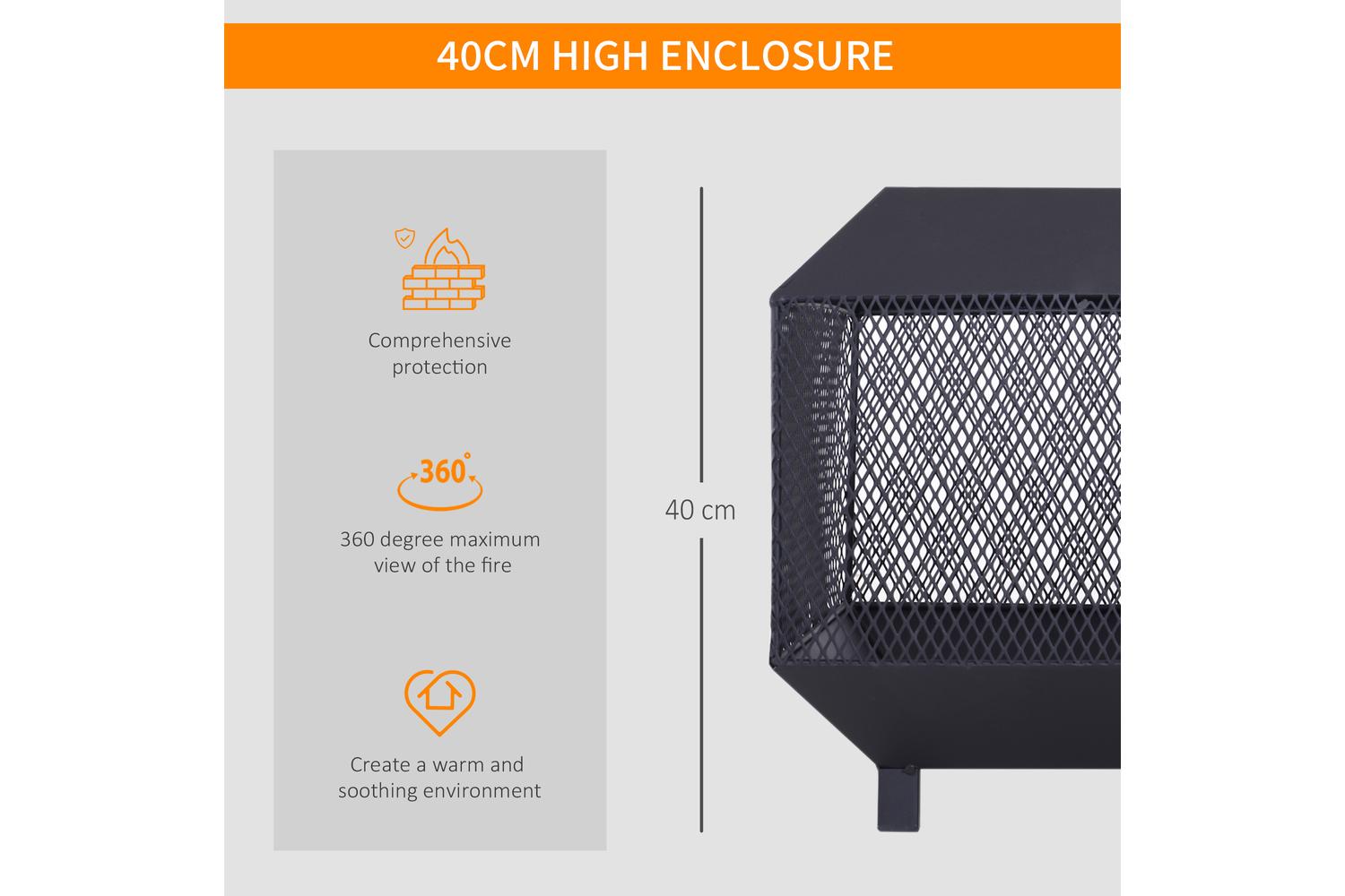 Outsunny Outdoor Steel Stove with Poker Tool | Black-4