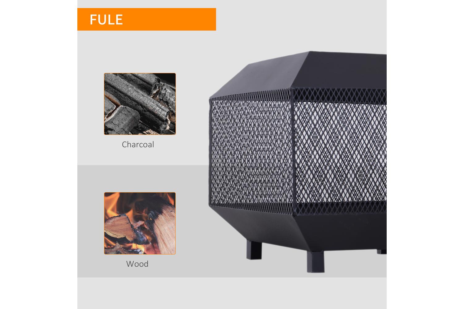 Outsunny Outdoor Steel Stove with Poker Tool | Black-5