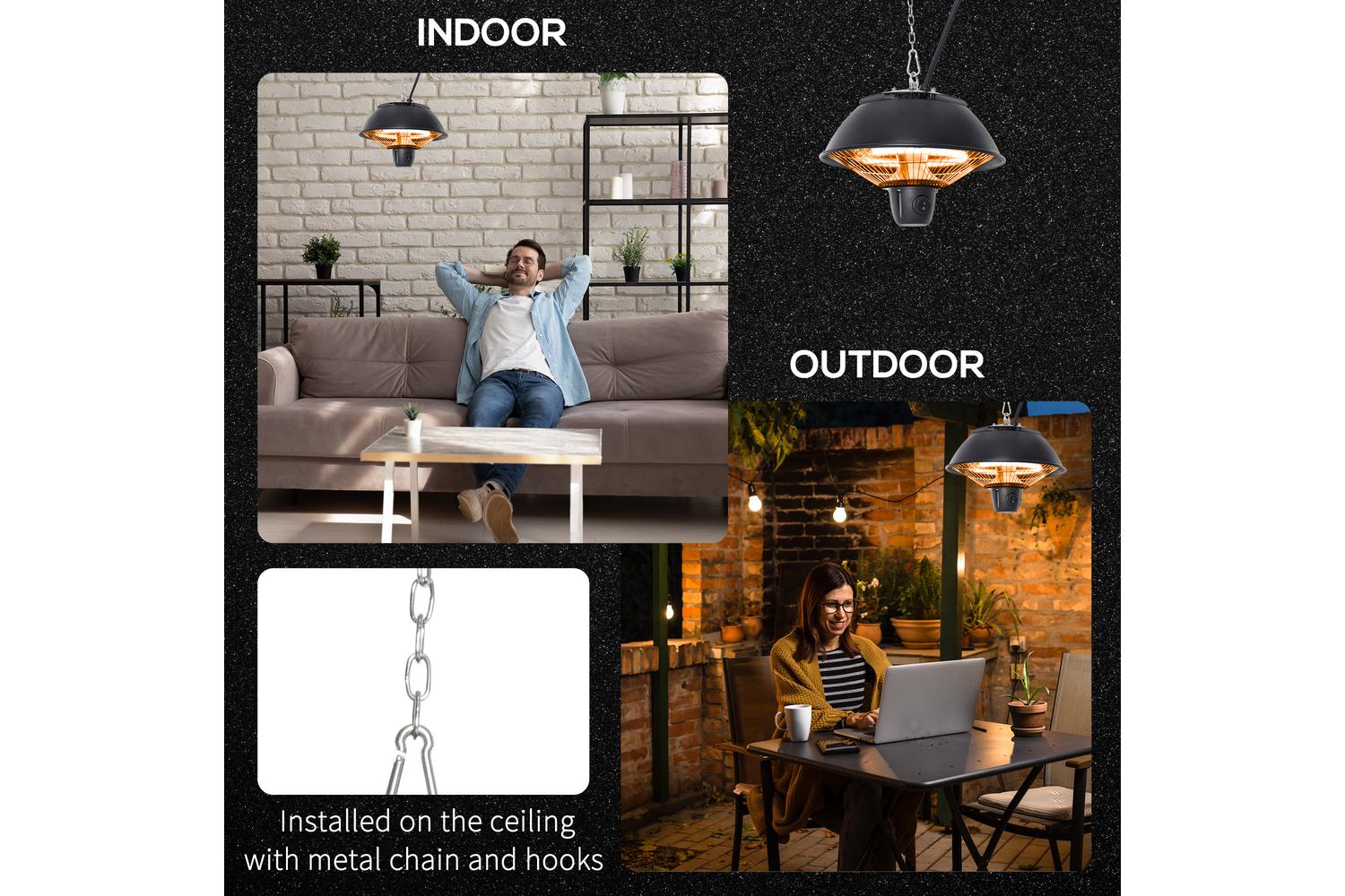 Outsunny 600W Patio Ceiling Electric Heater | Black-6