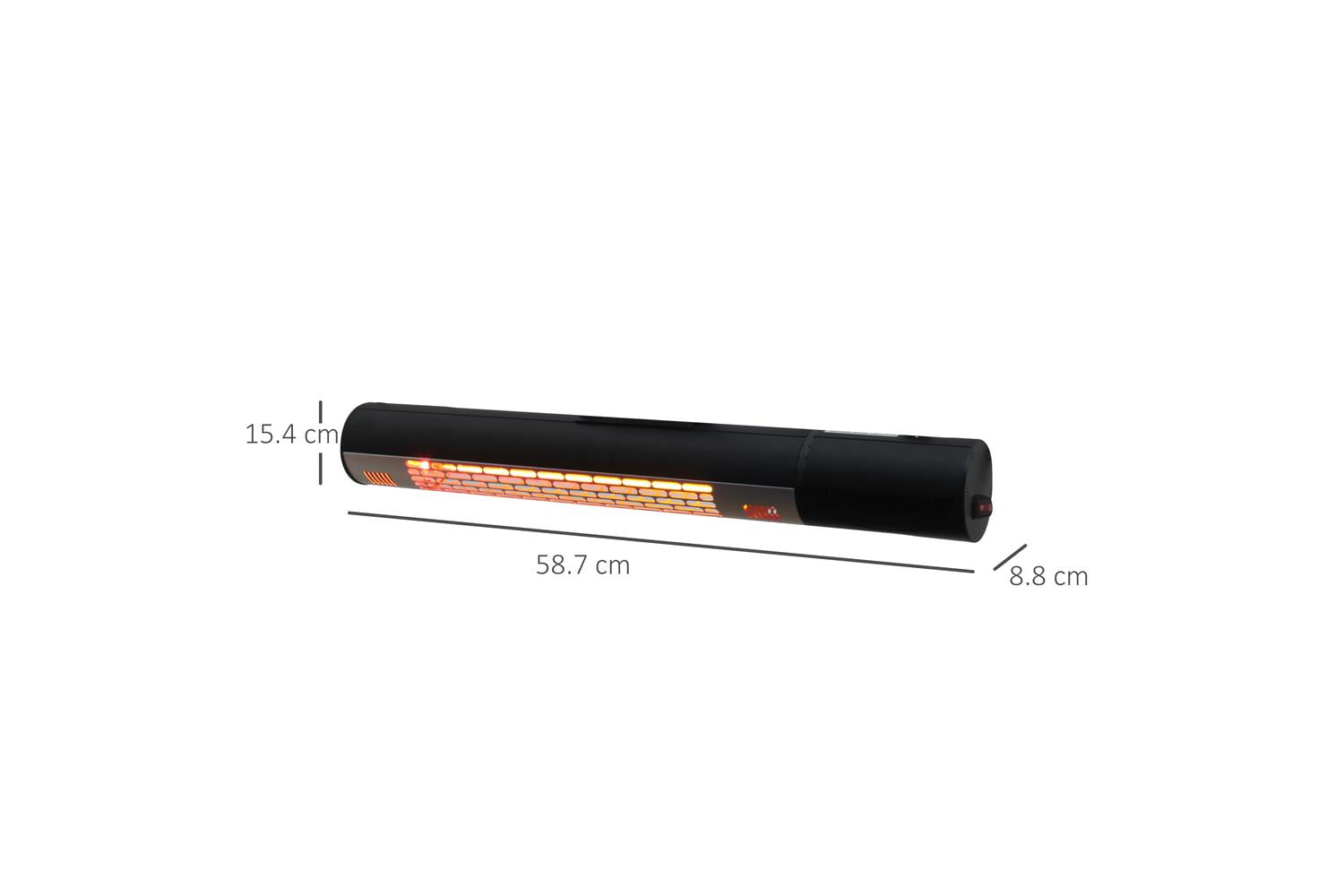 Outsunny Outdoor Wall Mount Electric Halogen Heater | Black-2