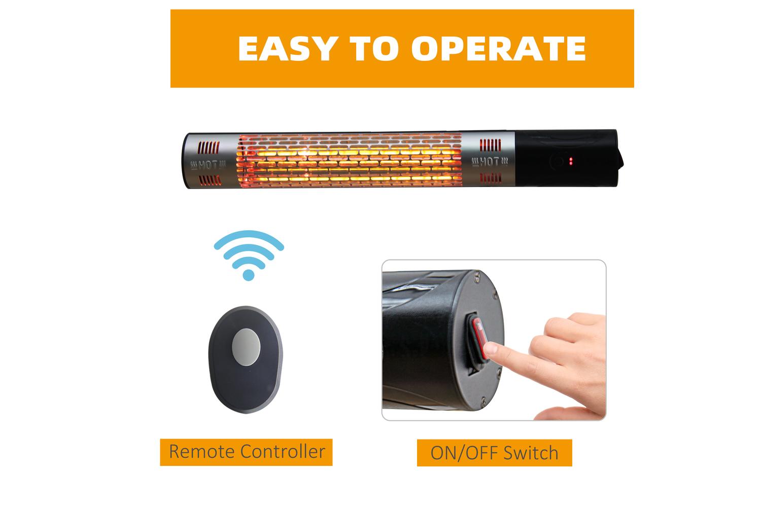 Outsunny Outdoor Wall Mount Electric Halogen Heater | Black-5