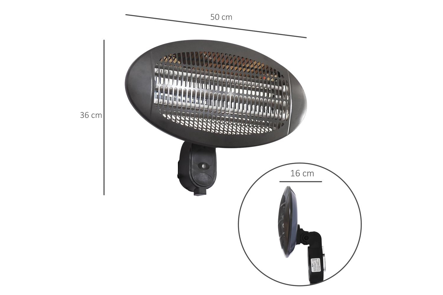 Outsunny Wall Mount Electric Infrared Patio Heater | Black-2
