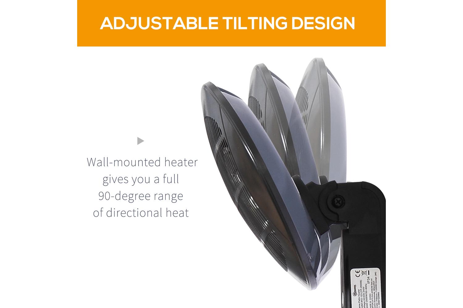 Outsunny Wall Mount Electric Infrared Patio Heater | Black-5