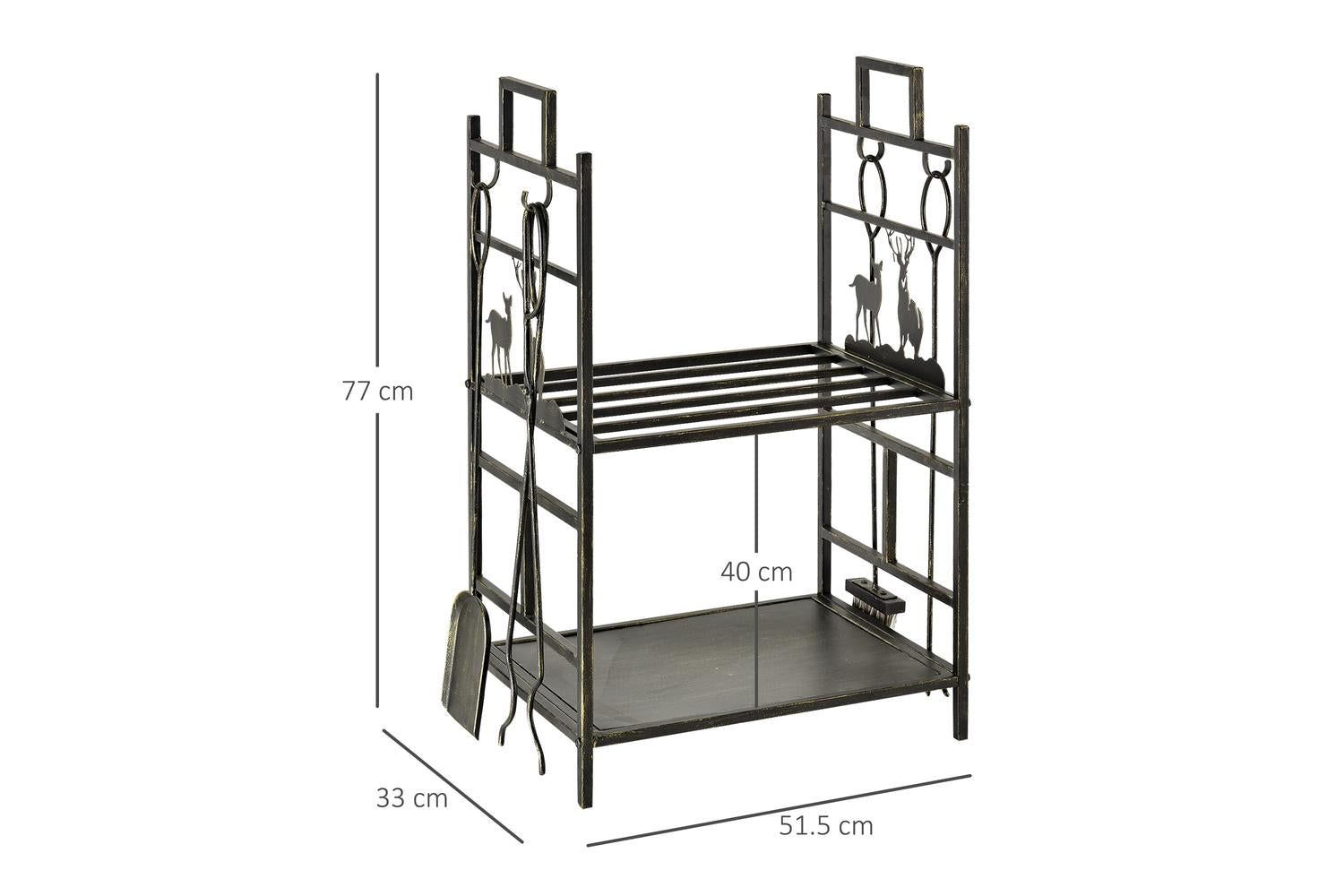 Outsunny Heavy Duty 2-tier Firewood Rack | Gold-2