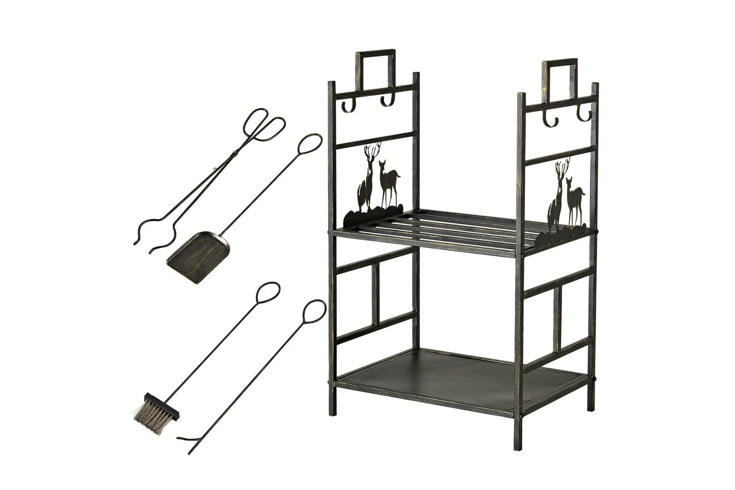 Outsunny Heavy Duty 2-tier Firewood Rack | Gold-7