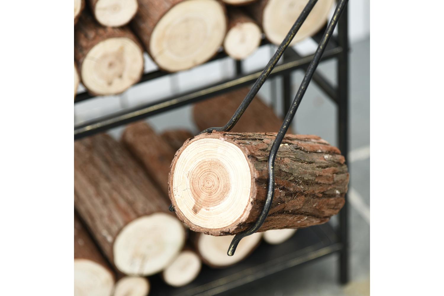 Outsunny Heavy Duty 2-tier Firewood Rack | Gold-8
