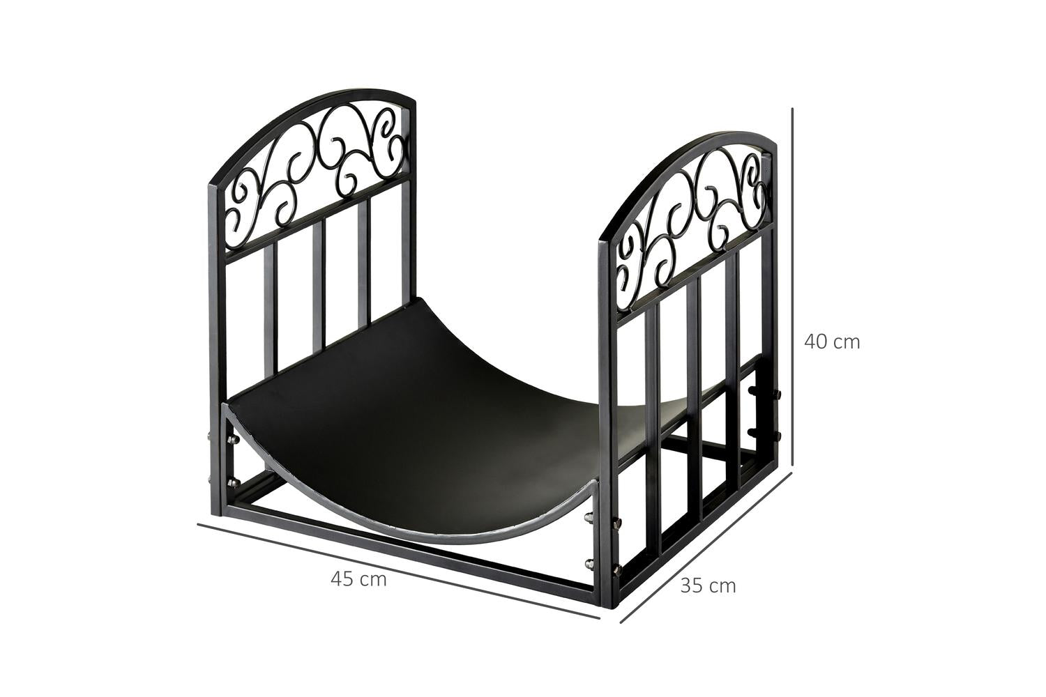 Outsunny Iron Arched Log Rack | Black-2