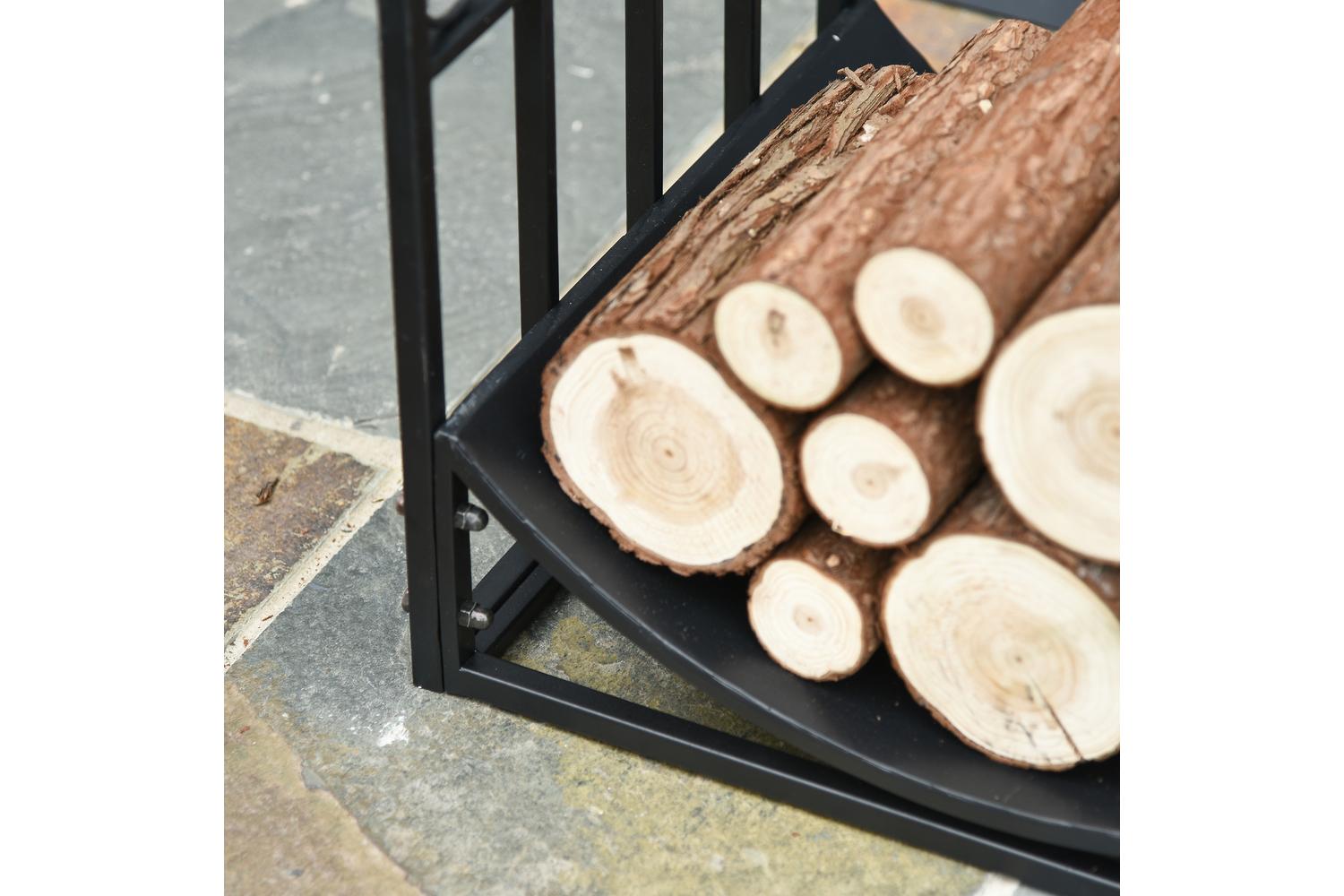 Outsunny Iron Arched Log Rack | Black-8