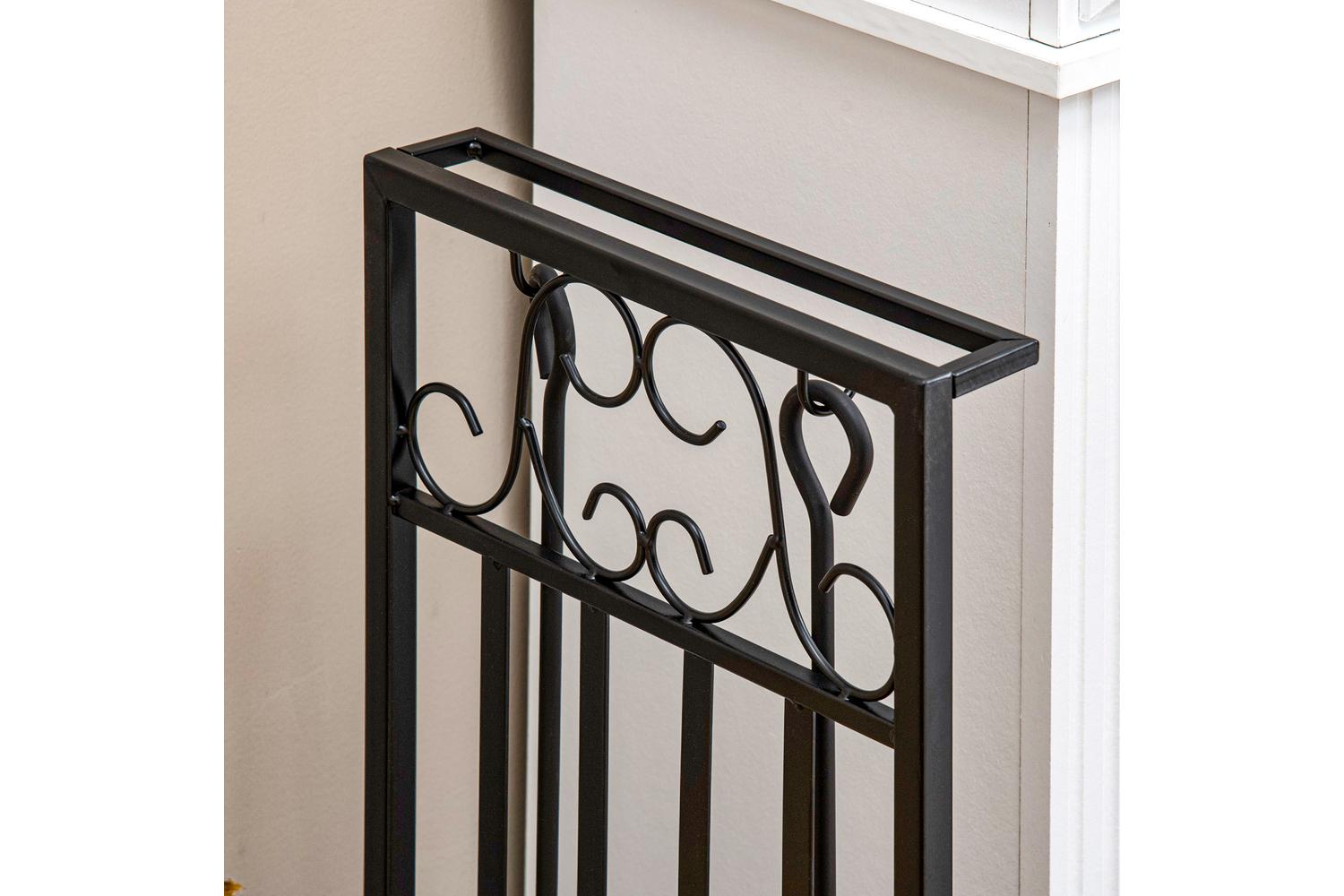 Outsunny Steel Slatted Log Rack | Black-7