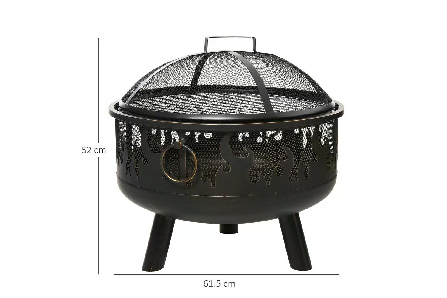 Outsunny Fire Pit with Grill Cooking Grate Poker | Black-2