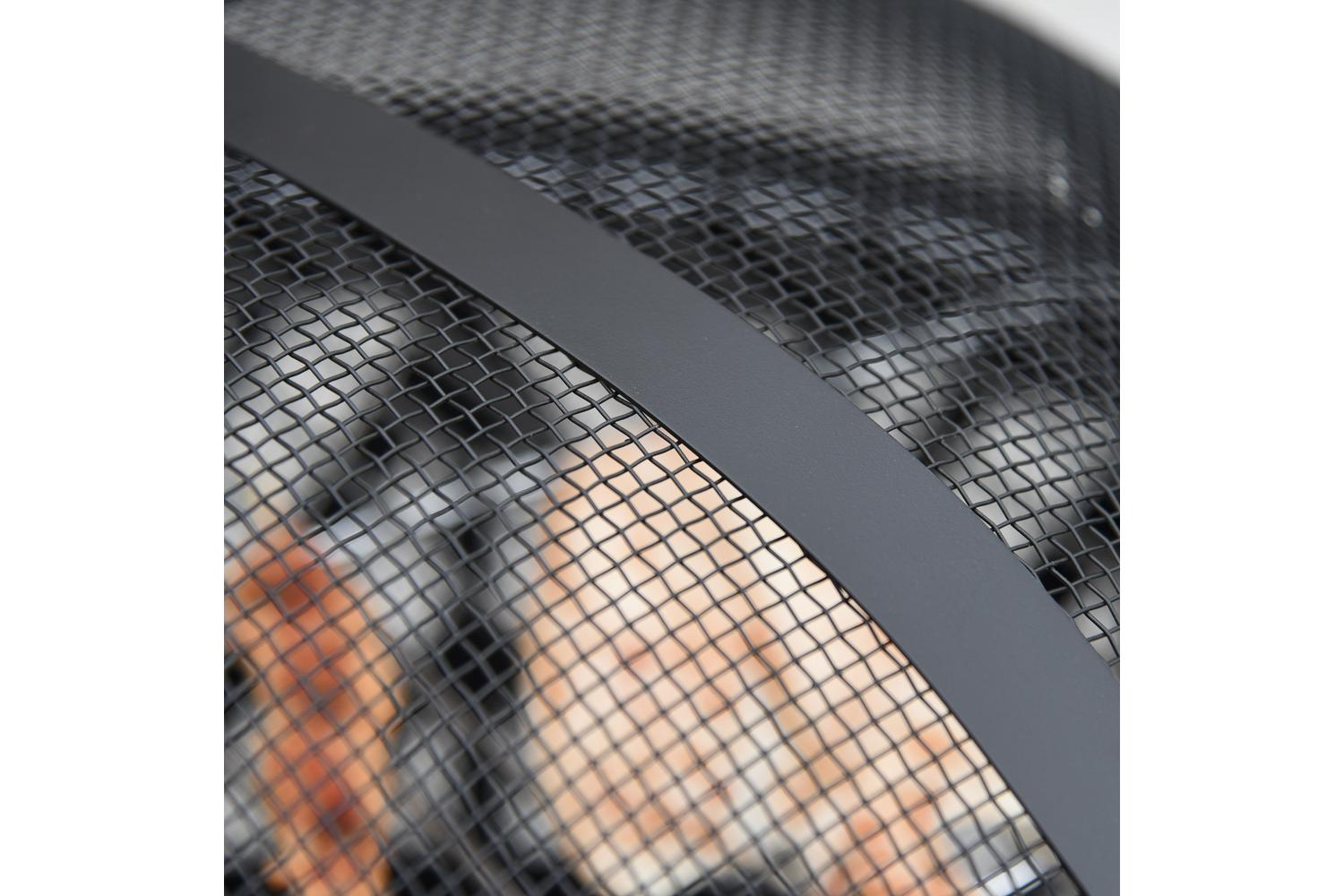 Outsunny Outdoor Fire Pit with Grill Cooking Poker | Black/Brown-8