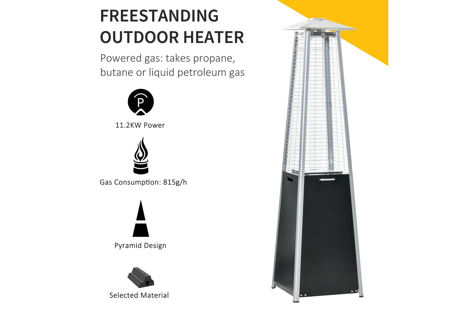 Outsunny Outdoor Freestanding Patio Heaters | Black-7
