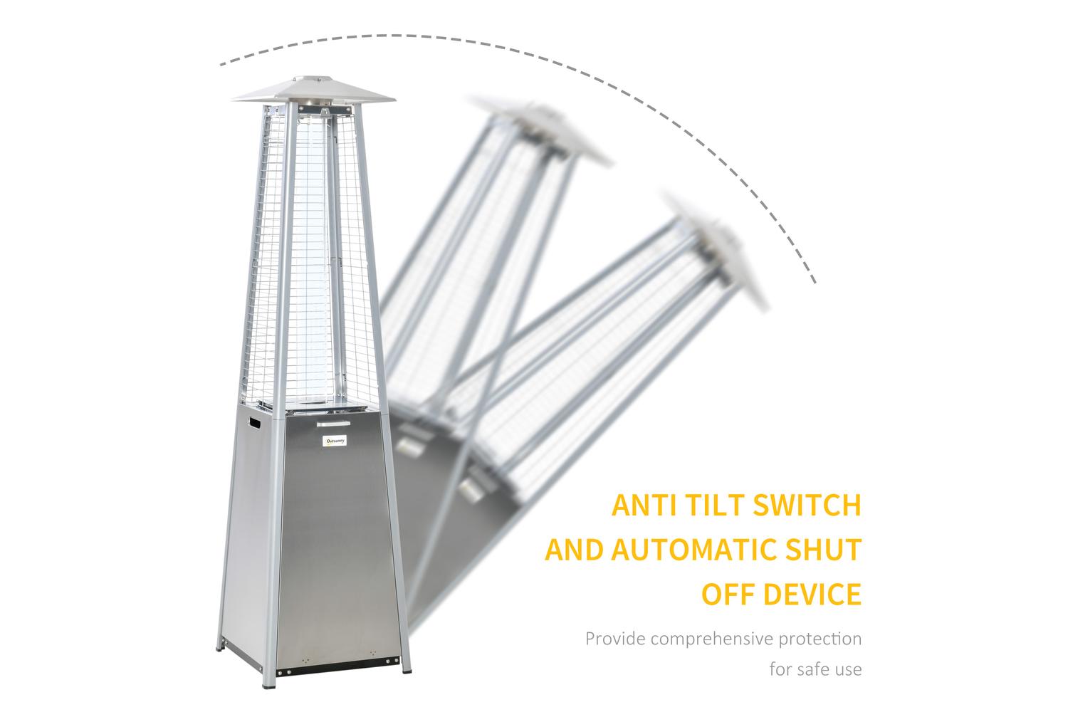 Outsunny Heater for Camping in Tent Tower Heater | Silver-3