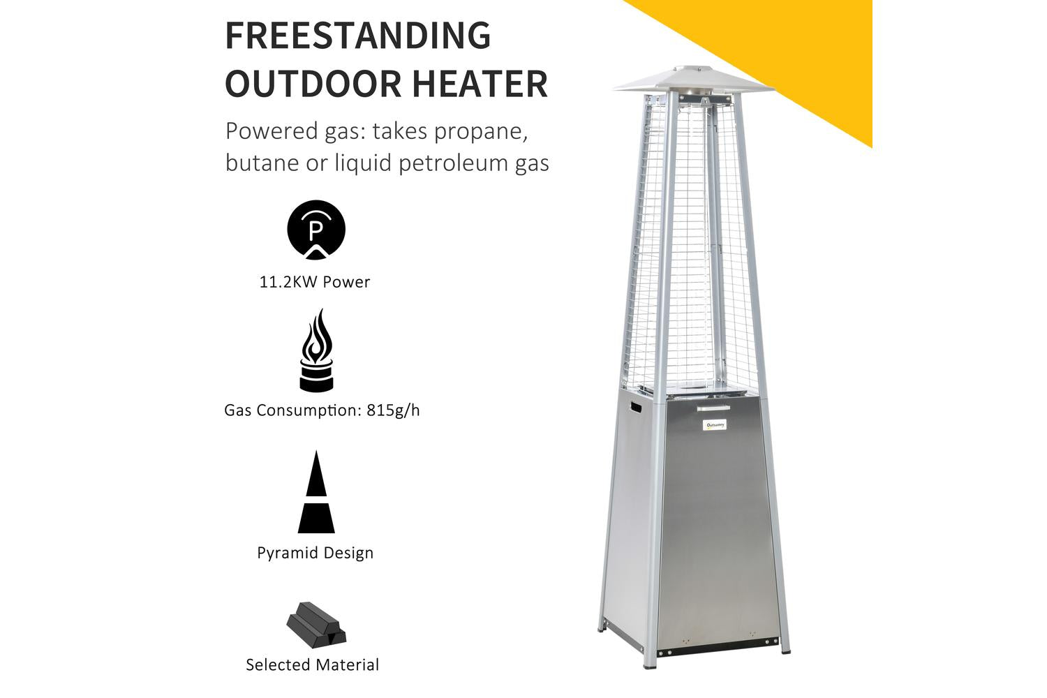 Outsunny Heater for Camping in Tent Tower Heater | Silver-7