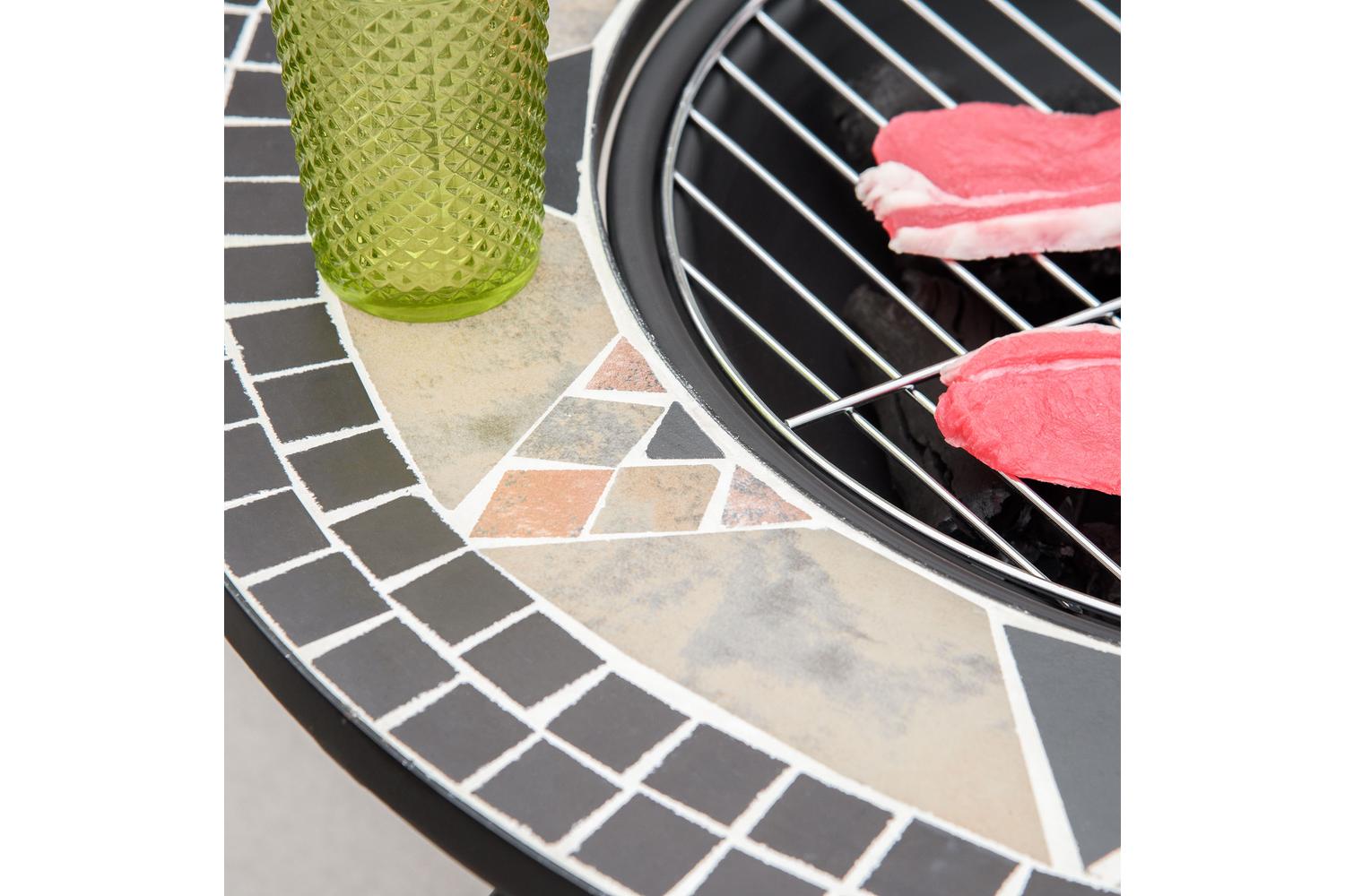 Outsunny Round Fire Pit with Poker | Black-7