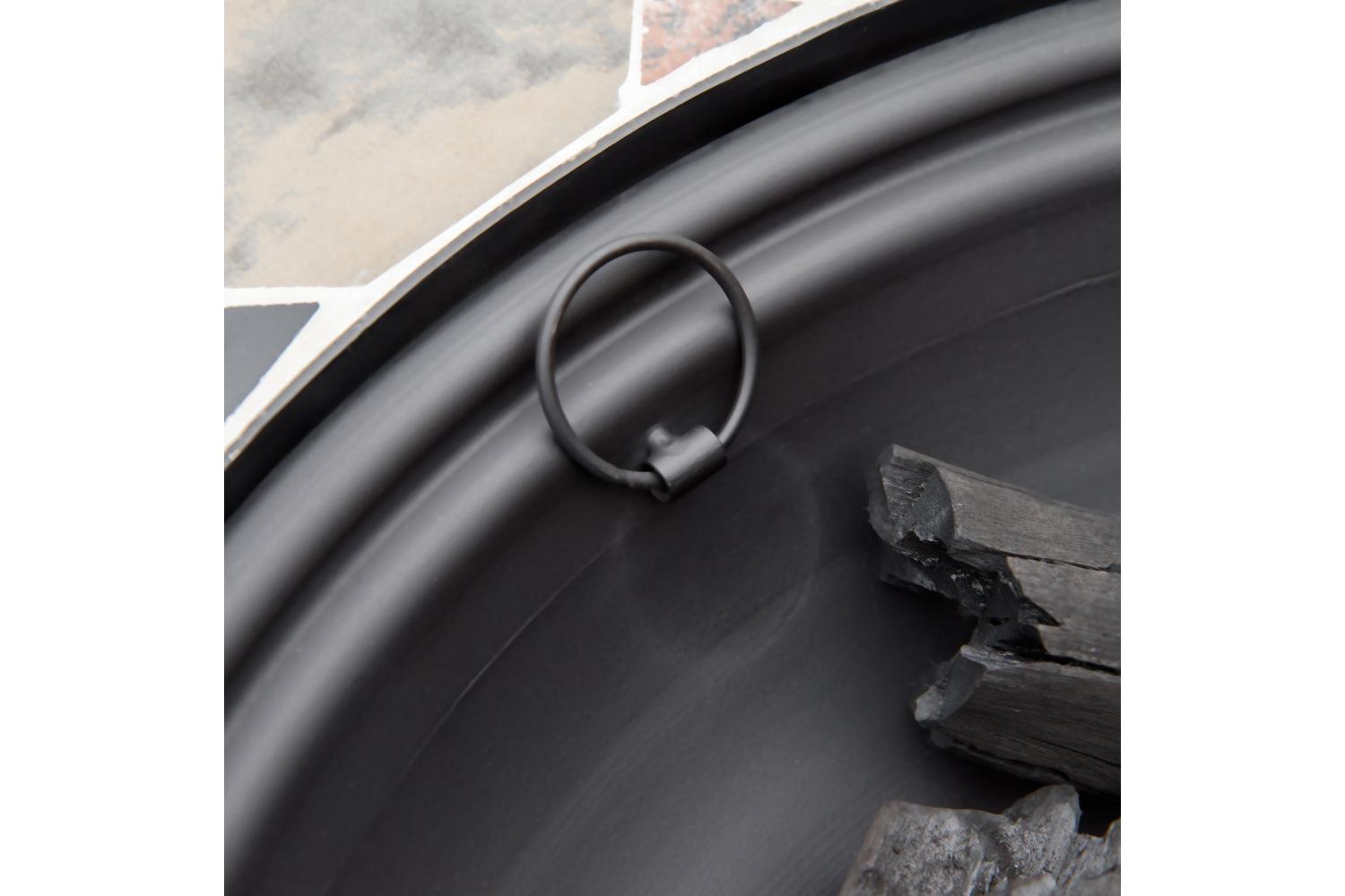 Outsunny Round Fire Pit with Poker | Black-8