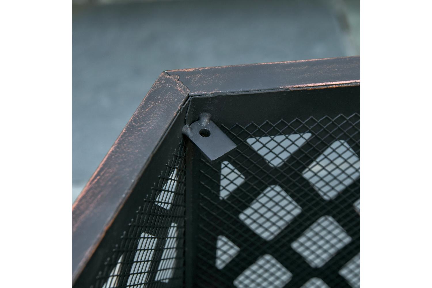Outsunny Outdoor Metal Stove with Screen Cover Poker | Bronze-8