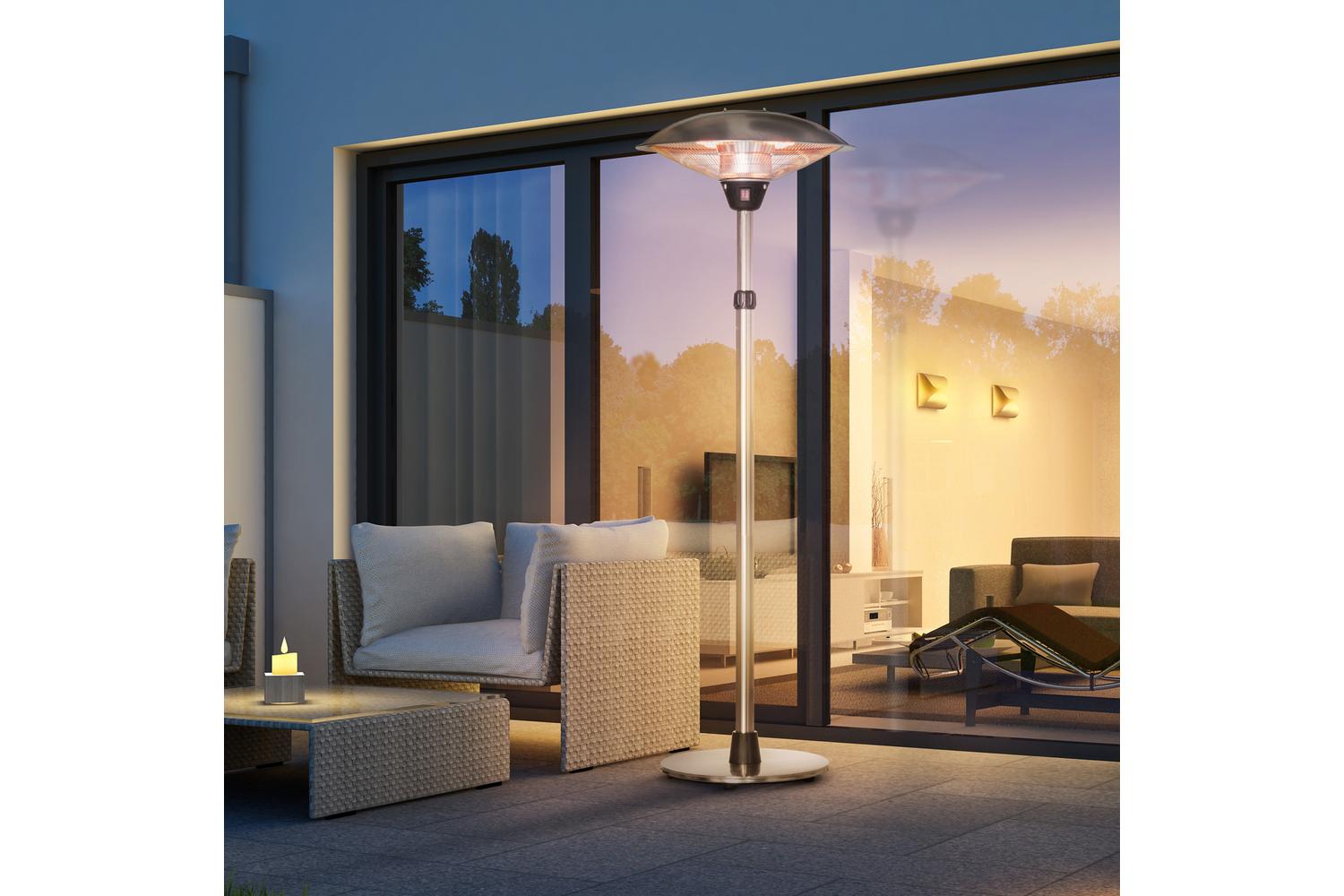 Outsunny Freestanding Infrared Outdoor Heater with Adjustable Height | Silver