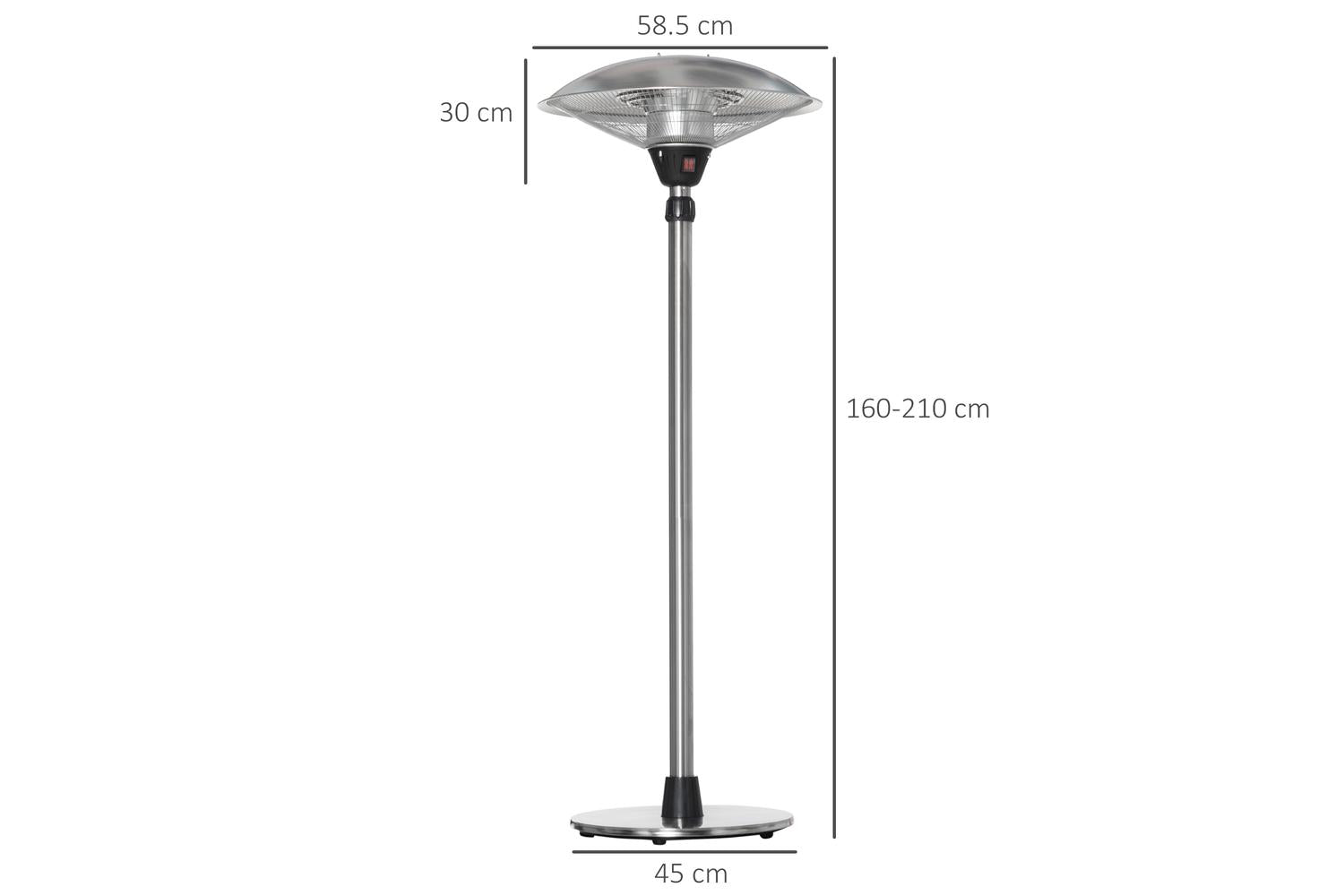 Outsunny Freestanding Infrared Outdoor Heater with Adjustable Height | Silver-2