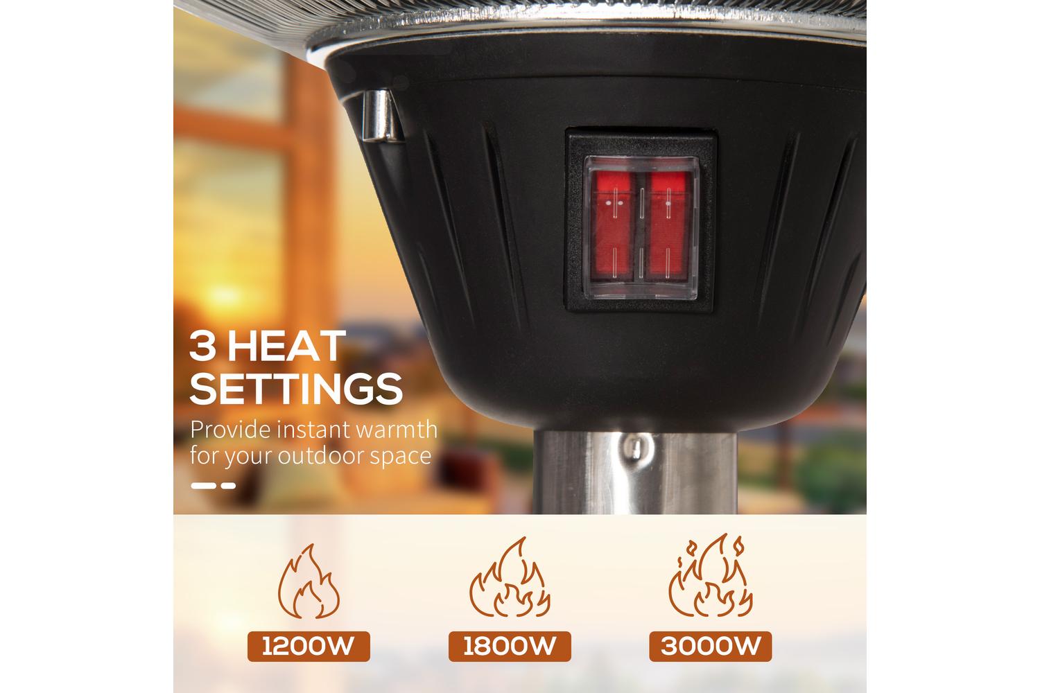 Outsunny Freestanding Infrared Outdoor Heater with Adjustable Height | Silver-3