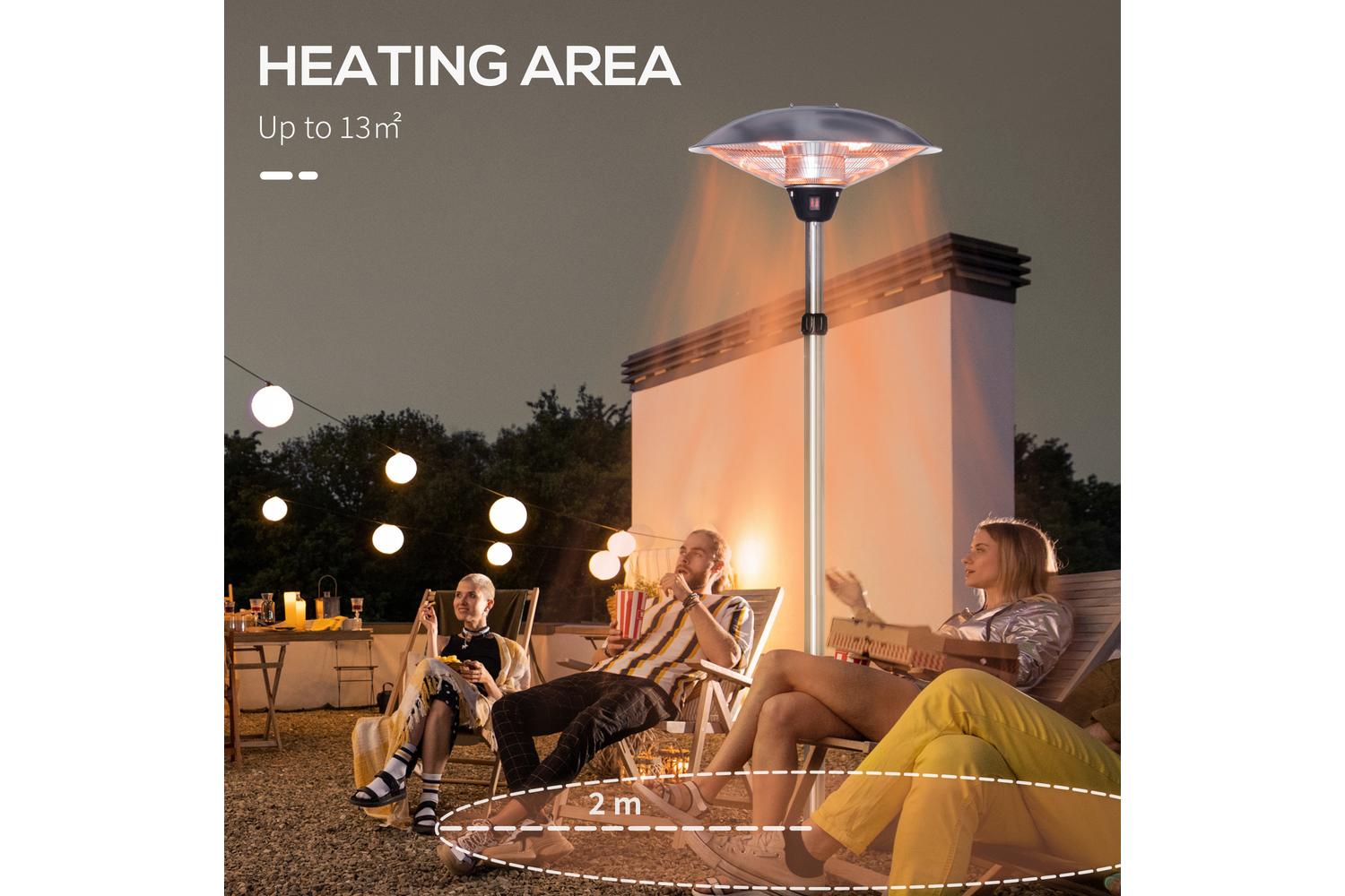 Outsunny Freestanding Infrared Outdoor Heater with Adjustable Height | Silver-4