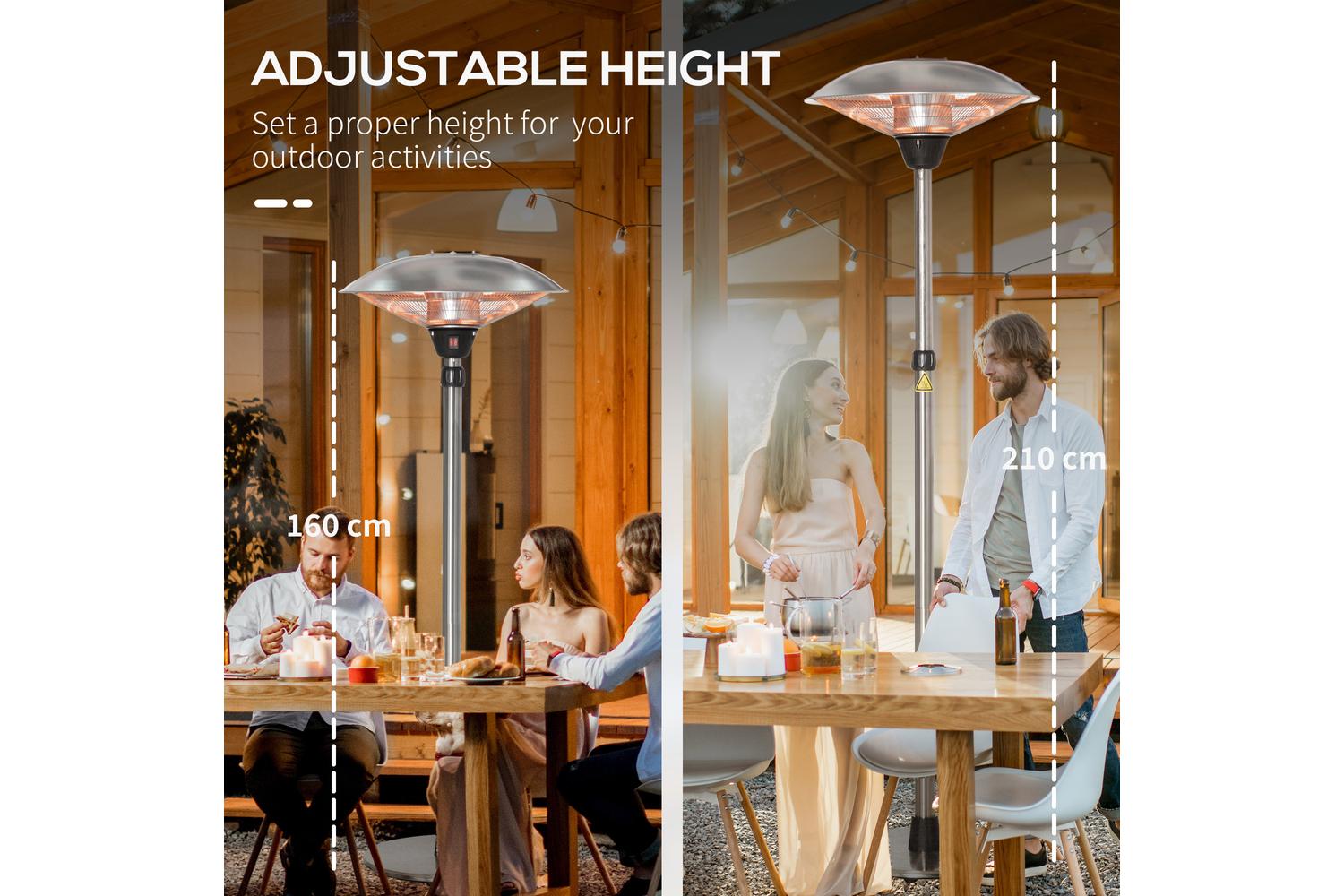 Outsunny Freestanding Infrared Outdoor Heater with Adjustable Height | Silver-5