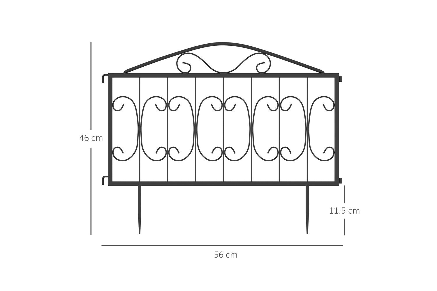 Outsunny Outdoor Picket Fence Panels | 4 Pieces | Black-2