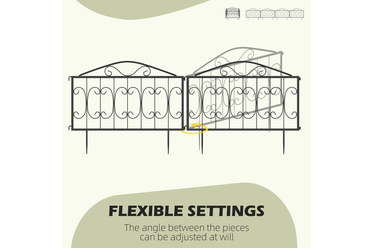 Outsunny Outdoor Picket Fence Panels | 4 Pieces | Black-4