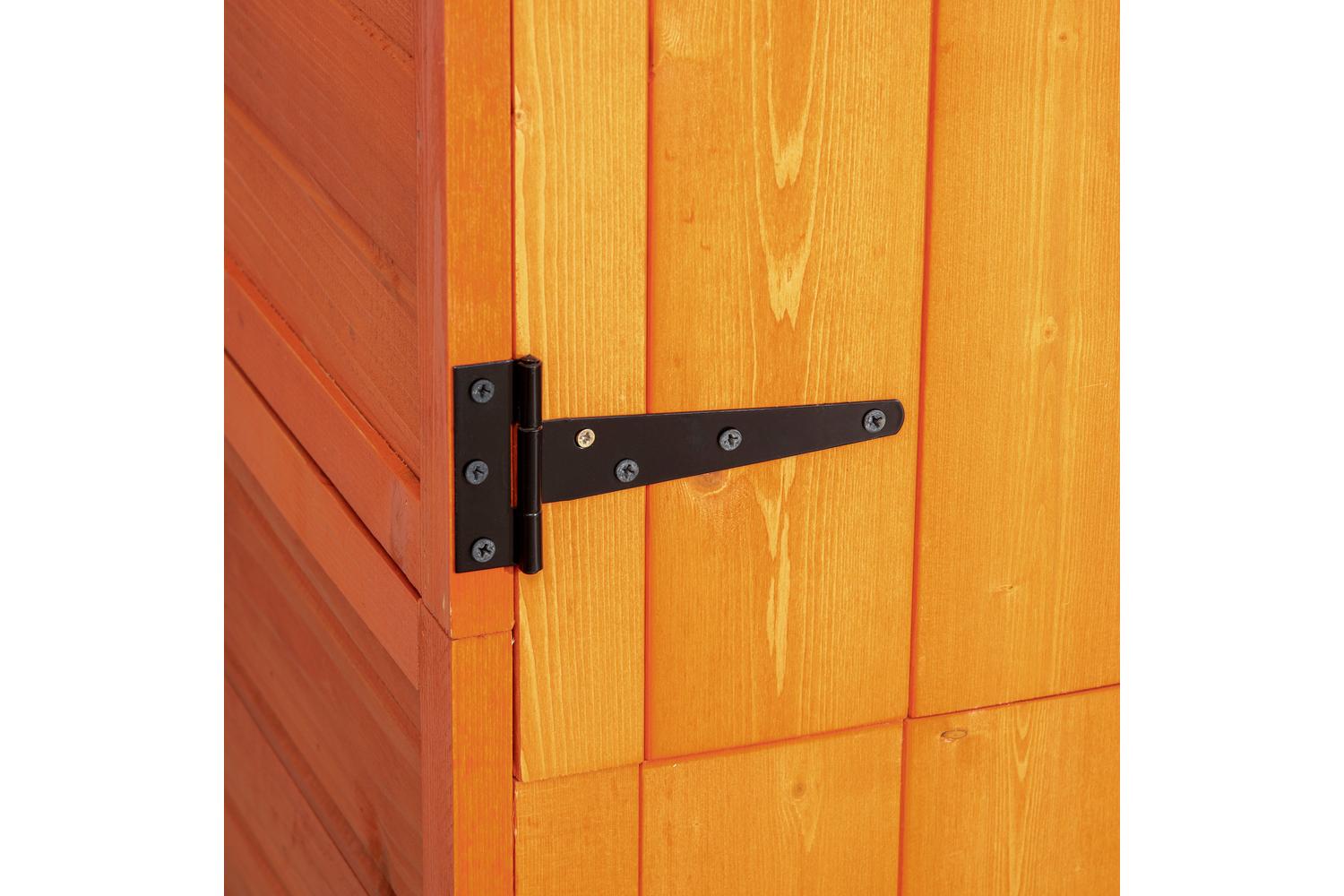 Outsunny Wooden Garden Storage Shed with 3 Shelves Double Lockable Doors | Teak-7