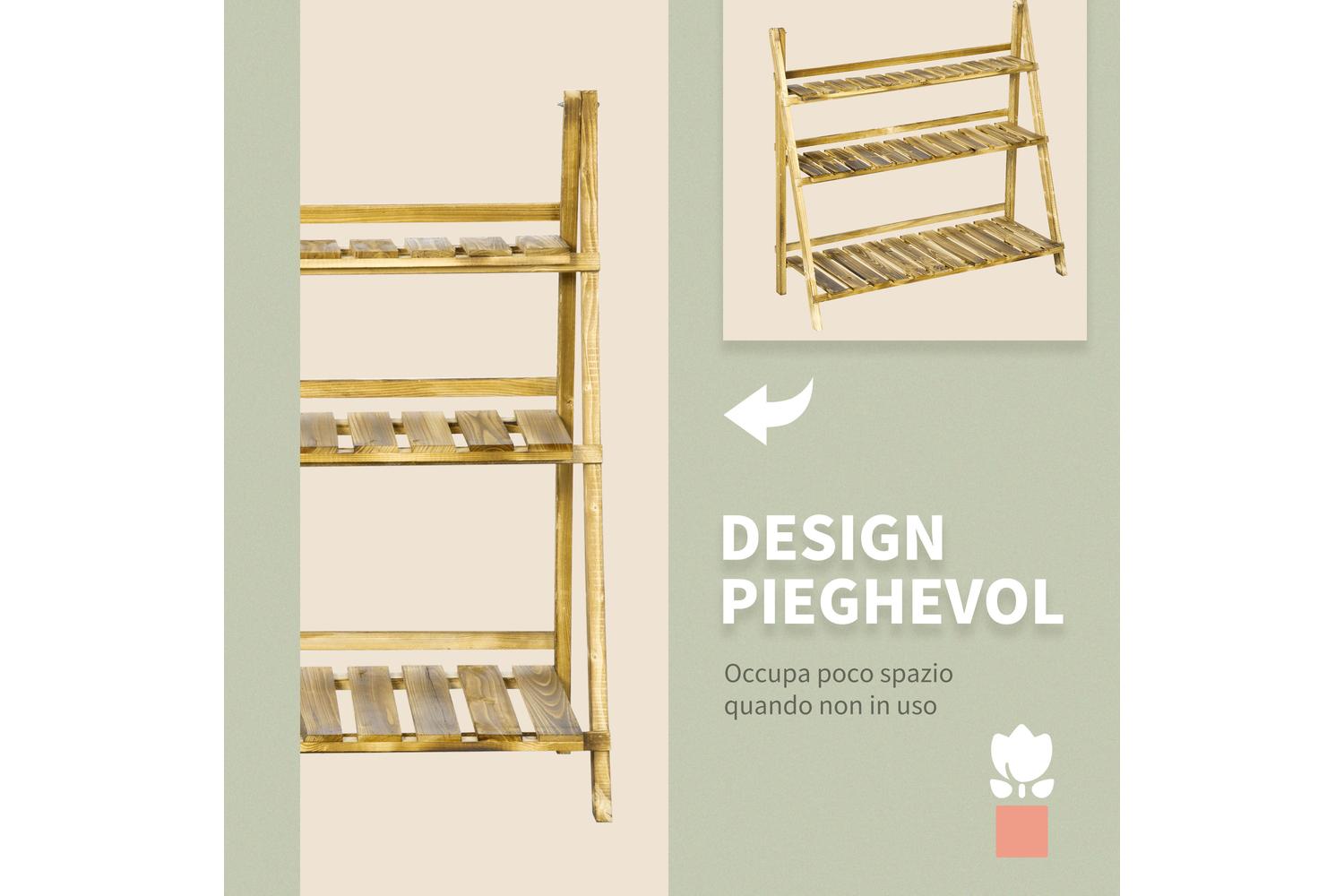 Outsunny Folding Design Flower Shelf | Brown-5