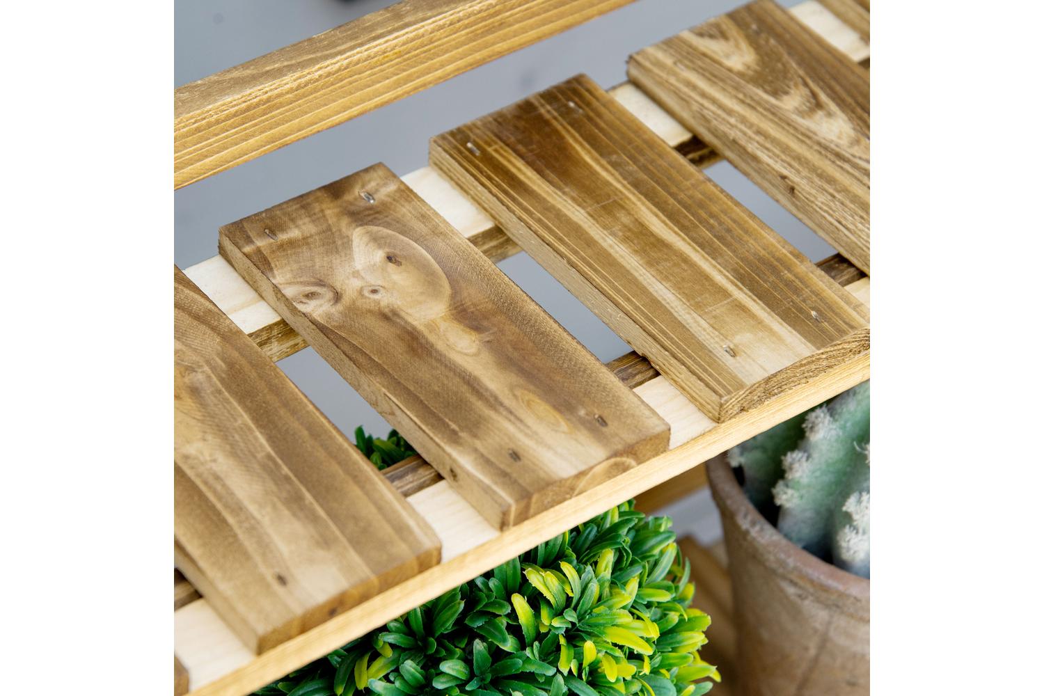 Outsunny Folding Design Flower Shelf | Brown-8