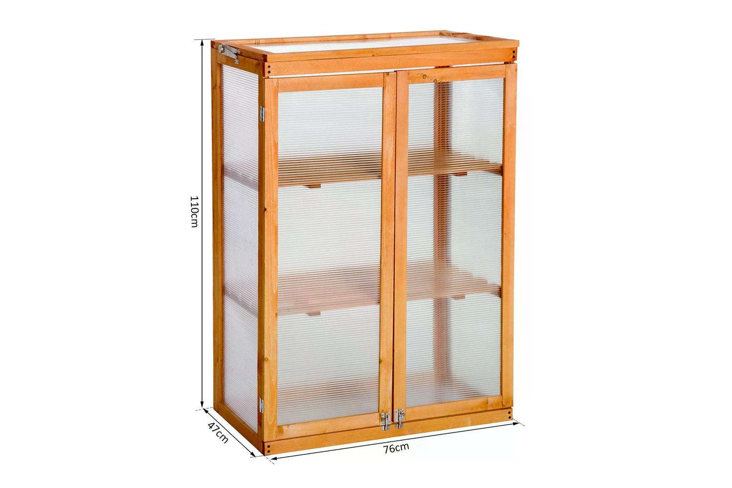 Outsunny 3-Tier Outdoor Garden Wooden Greenhouse | Natural-2