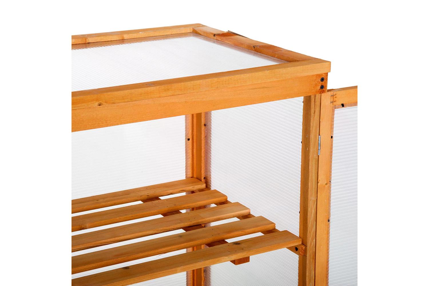 Outsunny 3-Tier Outdoor Garden Wooden Greenhouse | Natural-5