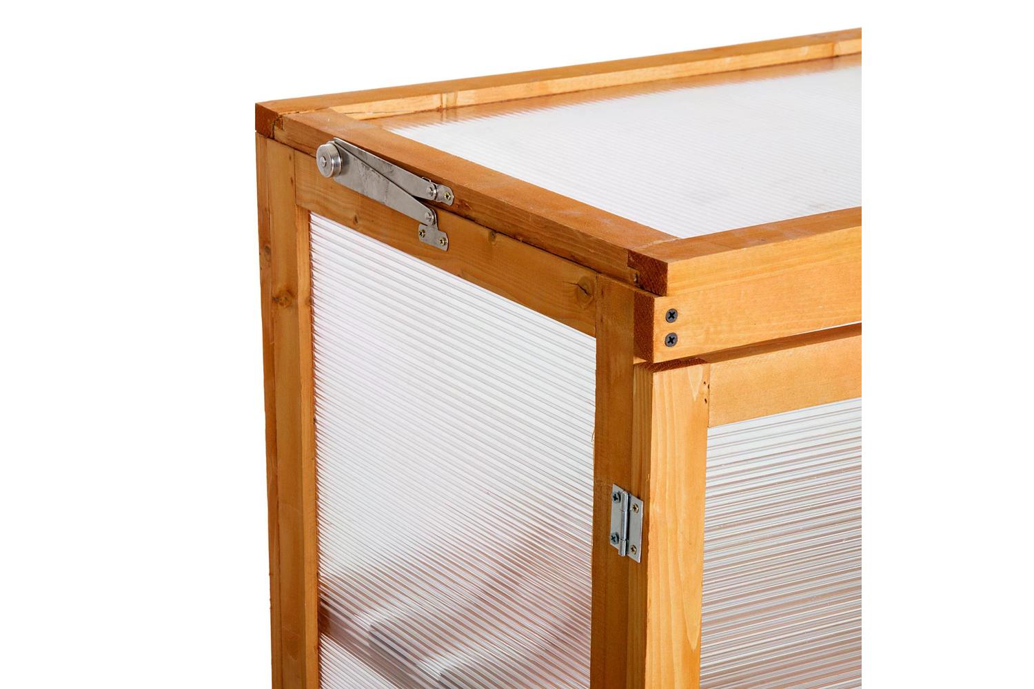Outsunny 3-Tier Outdoor Garden Wooden Greenhouse | Natural-6