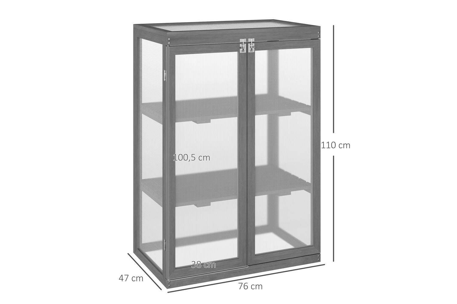 Outsunny 3-Tier Outdoor Garden Wooden Greenhouse | Dark Grey-2