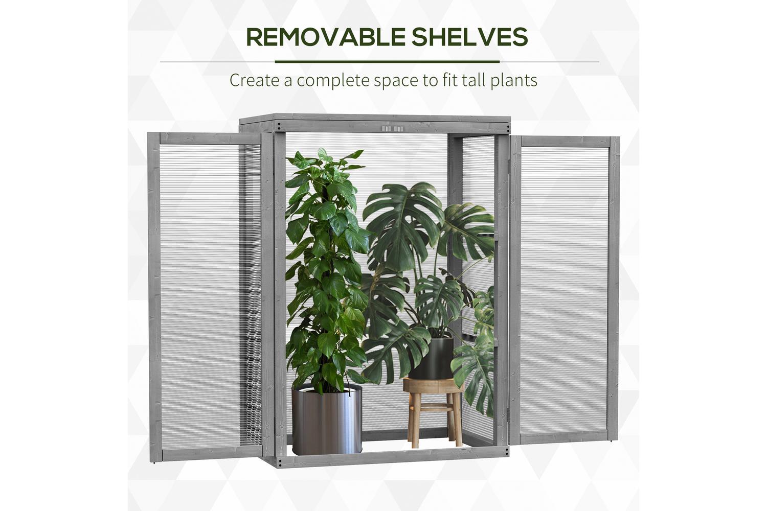 Outsunny 3-Tier Outdoor Garden Wooden Greenhouse | Dark Grey-6