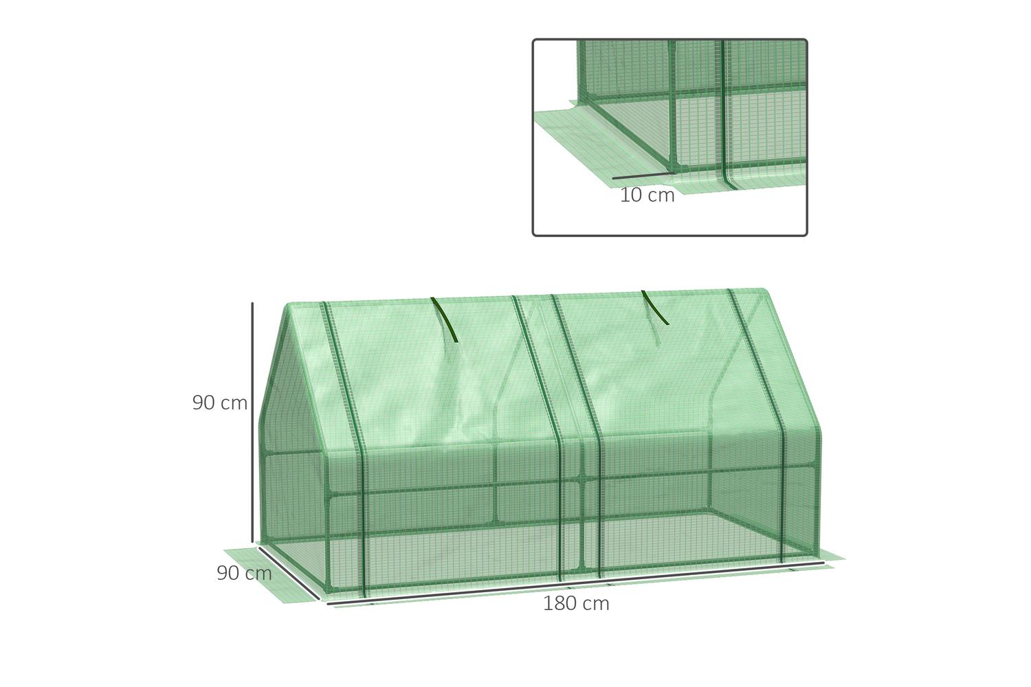 Outsunny Mini Small Greenhouse with Steel Frame | Green-2