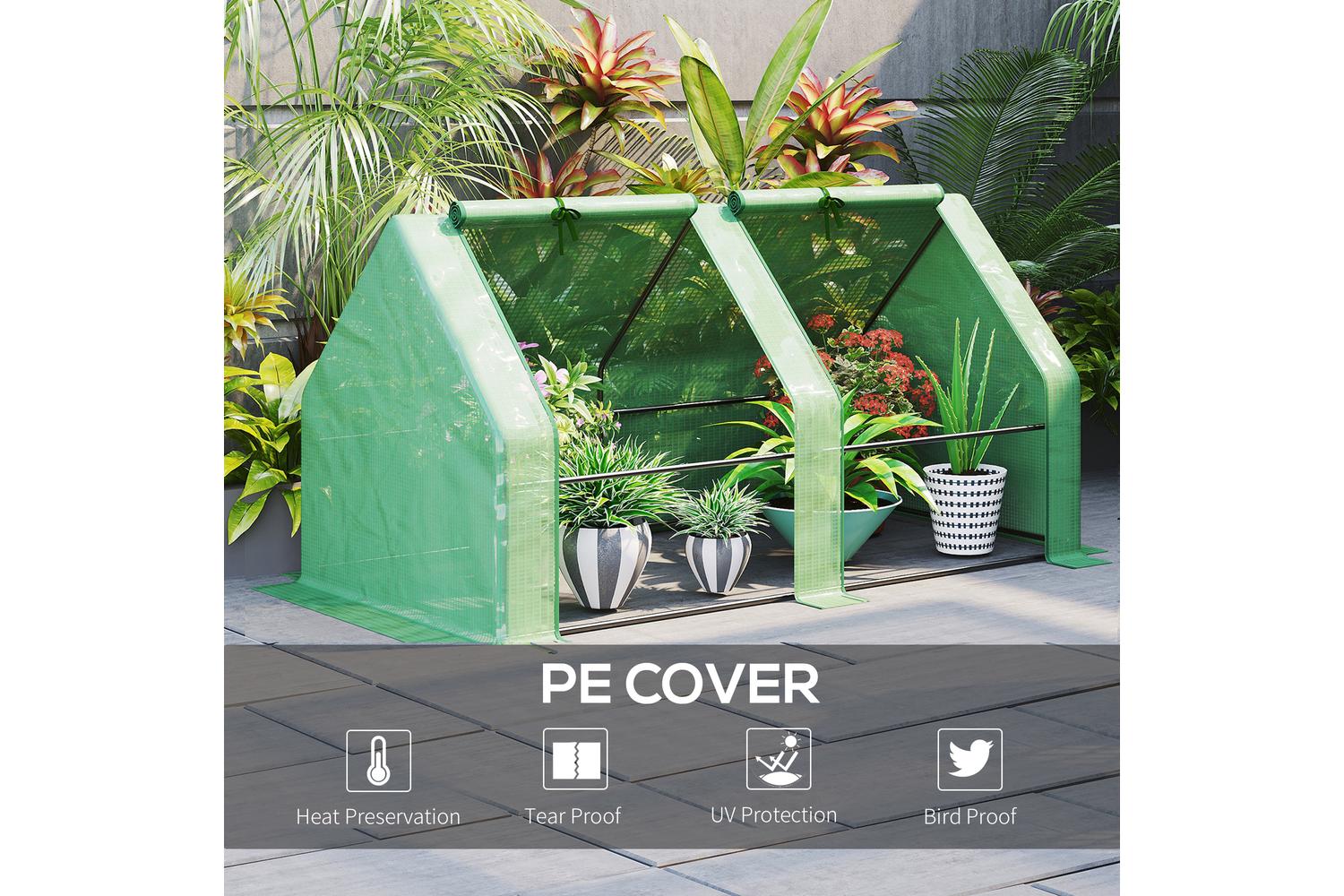 Outsunny Mini Small Greenhouse with Steel Frame | Green-3