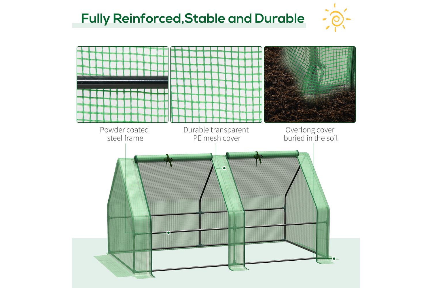 Outsunny Mini Small Greenhouse with Steel Frame | Green-4