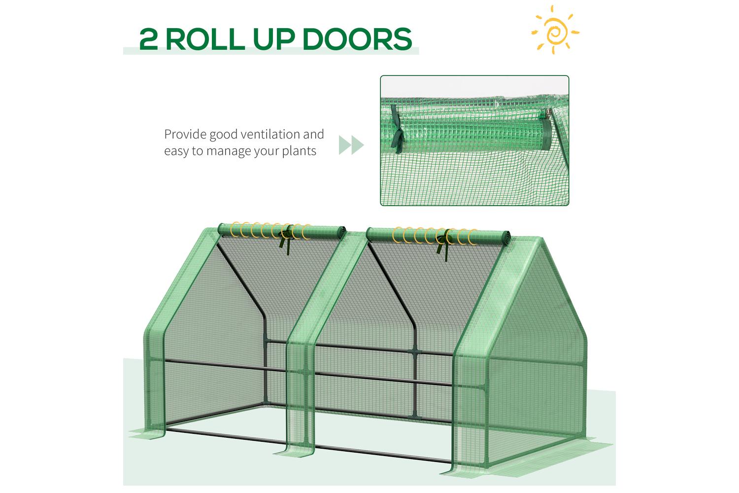 Outsunny Mini Small Greenhouse with Steel Frame | Green-6